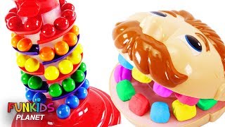 Feeding Mr Play Doh Head Gumballs with Double Bubble Gum Dispenser [upl. by Yllier]