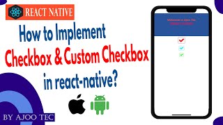 How to Implement checkbox amp custom checkbox in reactnative  in Hindi [upl. by Jozef]