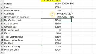 CFS N6 Contract Cost Statement on excel Exercise 5 24 [upl. by Cartie984]