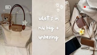 whats in my longchamp bag le pilage  unboxing [upl. by Lihkin]