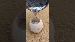 Casting Melting Aluminum Restoration into Eggs shorts [upl. by Nacul]