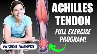 Achilles Tendinopathy Exercises Self Treatment and Explanation  FULL Exercise Program [upl. by Noimad]