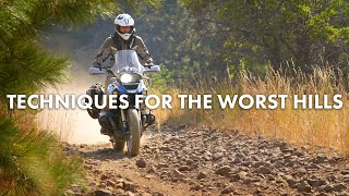 Techniques for Riding the Worst Hills on an Adventure Bike  Lesson by Bret Tkacs  R1200GS ADV [upl. by Airetak742]