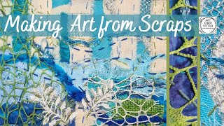 Fabric Art use scraps creatively to make a collage for embroidery textileart craft stitch [upl. by Enicar613]