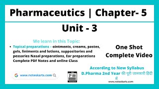 Chapter 5  Topical Preparation complete lecture notes  DPharma 1st year ER20  Pharmaceutics [upl. by Aneres]