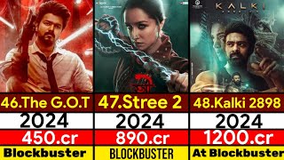 Top 50 Highest Grossing Indian Movies 20224 thegoat singham3 Kalki 2898 [upl. by Bren]