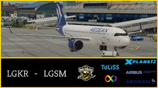 XPlane 12  Toliss A320NEO  full flight  Aegean  Corfu to Samos [upl. by Cartie]