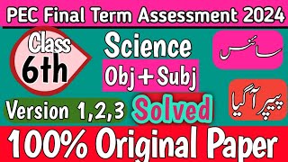 Class 6th Science PEC Final Term School Base Assessment 2024  SBA Final Term Exam 2024pecexam [upl. by Christoph]