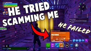 SCAMMING A SCAMMER Fortnite Save The World HE TRIED SCAMMING ME [upl. by Trembly]