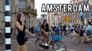 🚲 Crazy Bicycle Traffic in Amsterdam Walking Tour September 2023  The Netherlands 4K [upl. by Pantin]