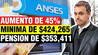 🛑Activan 45 de AUMENTO 424265 de Mínima para Jubilados y Pensionados cobrarían 353411 de ANSES [upl. by Lamb916]