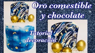 Decoraciones con Oro comestible chocolate y esferas sin molde  Tutorial decoración [upl. by Lidaa]