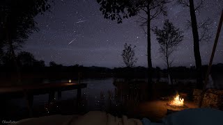 Camping Ambience On A Quiet Night With A Comet Falling  Crackling Fire Crickets Water Sounds [upl. by Christiane854]