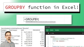 Summarize data EASILY with the GROUPBY function in Excel [upl. by Nuarb]