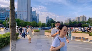 4KChina walk tour  Sunset Walk from Century City Station to Tianfu 3rd Street  Real china city [upl. by Jaal]