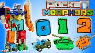 Apprends les chiffres avec les Pocket Morphers Jouet Transformable Robot Mega Botz Learn Numbers [upl. by Akenot]