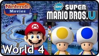 New Super Mario Bros U World 4 Frosted Glacier All Star Coins 100 Multiplayer Walkthrough [upl. by Stieglitz298]