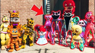 ANIMATRONICS vs ALL POPPY PLAYTIME CHAPTER 3 CHARACTERS GTA 5 FNAF Mods [upl. by Pasahow]