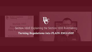 Section 1033 Explaining the Section 1033 Rulemaking [upl. by Josler]