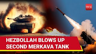 Hezbollah Missile Directly Hits Israel Armys Tank Merkava amp Crew Blown To Bits  Lebanon War [upl. by Katine]