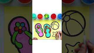 Summer Vacation FlipFlops Beach Ball and Starfish Sand Painting and Coloring [upl. by Ardnazxela]