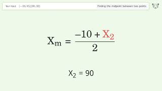 Find the midpoint between two points p1 1085 and p2 9032 StepbyStep Video Solution [upl. by Ofella]