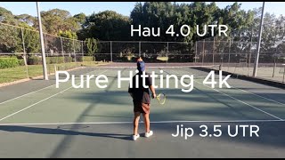 6 Minutes of NonStop Tennis Hitting 40 UTR vs 35 UTR  Pure Rally in 4K [upl. by Alesram]