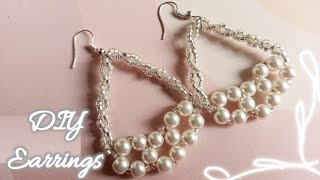 DIY Earrings Easy pearl  Handmade Earrings Tutorial diy [upl. by Nylavad]