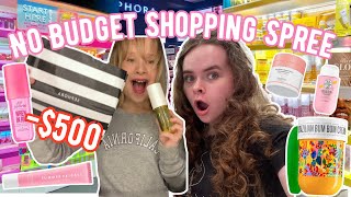 NO BUDGET SHOPPING SPREE WITH MY LITTLE SISTER Sephora Lululemon and MORE 🛍️ [upl. by Odlawso102]