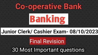 Banking Final Revision Cooperative Bank exam Most Important 30 questions [upl. by Nywloc]