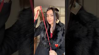 Easy amp Feminine Winter Hairstyle with a Ribbon 🎀 [upl. by Eelnayr]