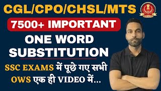 ONE WORD SUBSTITUTION FOR SSC CGL CHSL MTS  CPO  by Jai sir ssccgl2024 [upl. by Huntley]