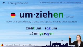 Konjugation Verb „umziehen“ unr ist  alle Zeitformen Lernvideo Tutorial [upl. by Alonzo544]