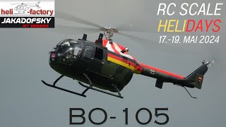 RC TURBINE HELICOPTER BO105 quotCHARLYquot BY HELIFACTORY RC Scale Helicopter Show 2024 [upl. by Aivekal]