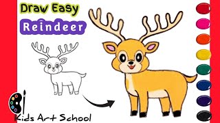 Reindeer Drawing How To Draw Easy Cute Reindeer Reindeer for School Christmas Special Reindeer [upl. by Heida]