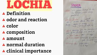 Lochia  definitionodorcolorcompositionamountnormal durationclinical importancehindi explane [upl. by Dixie178]