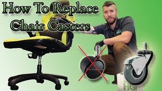 How to Replace Office Chair Casters  Full Install Video [upl. by Adal]