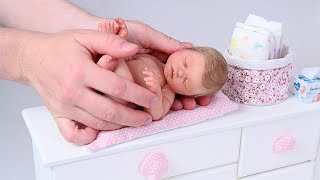 Bedtime Routine for Miniature Baby Bailey Tiny Silicone Reborn [upl. by Erodeht]