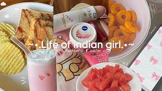 Day in my life🎀  Aesthetic vlog indian  life of introvert girl  productive and chill vlog [upl. by Henrik]