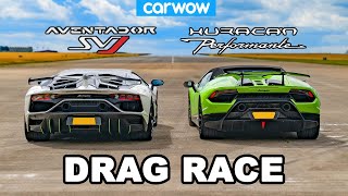 Lamborghini Aventador SVJ vs Huracan Performante DRAG RACE [upl. by Jerz728]