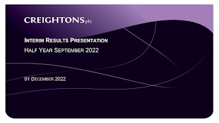 Creightons CRL Interim results presentation  December 2022 [upl. by Kovacs]