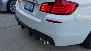 ACTIVE AUTOWERKE BMW F10 550I SIGNATURE REAR EXHAUST SYSTEM COLD START [upl. by Atillertse]