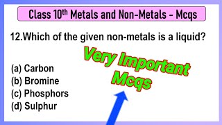 Class 10 Chemistry Chapter 3 Metals and Nonmetals MCQs  Metals and Nonmetals MCQ Questions [upl. by Ly320]