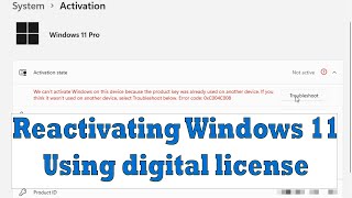 How to Activate Windows 11 using Digital License  Reactivate Windows After Hardware Change [upl. by Allard]