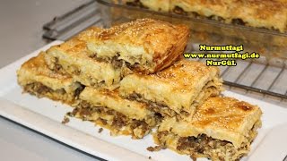 Kıymalı Makarnalı Börek Nasıl yapılır tarifi  Makarna böreği  Nurmutfagi [upl. by Ainessey341]