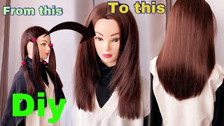 2  Tutorial  DIY  U  shaped layers hair With Face Framing  Quickly and 5 minutes [upl. by Anecusa]