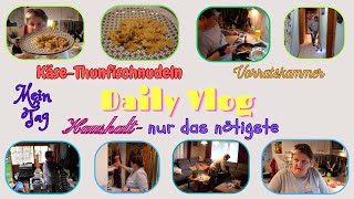 Daily Vlog  Nur das Nötigste im Haushalt  KäseThunfischNudeln  Vorratskammer  Mamaalltag [upl. by Wilow]