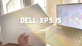 aesthetic laptop unboxing  dell xps 15 9350  my melody themed  customizing 💕 [upl. by Nelram438]