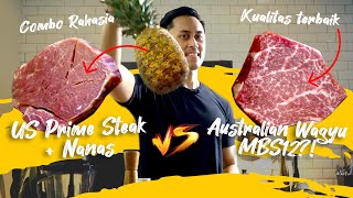 STEAKHACK US PRIME STEAK  NANAS VS AUSTRALIAN WAGYU TERBAIK  DIMSTHEMEATGUY [upl. by Ttam633]