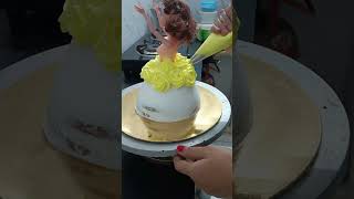 Barbie doll cake half kg Vanilla flavour cake cakedecorating food telugu thank you for watching [upl. by Eldreda]